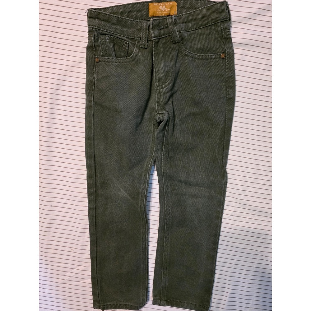 1246 Buzz Cuts Boys Olive Green Straight Leg Denim Jeans Size 4